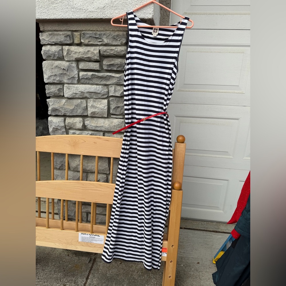 Anne Klein Navy and White Striped Dress